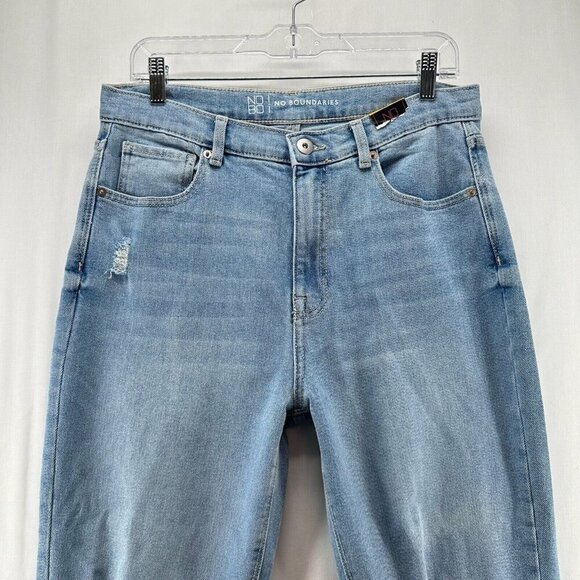 No Boundaries Jeans Juniors 13 Light Wash Denim Distressed High Rise Ankle Blue - Picture 3 of 12